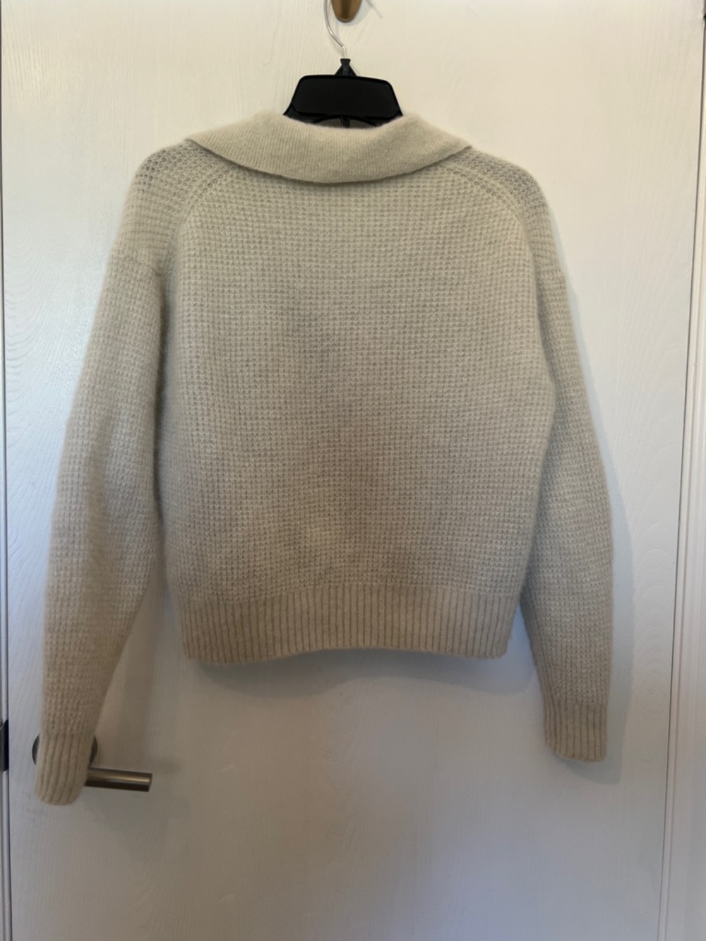 Everlane The Alpaca Waffle-Stitch Cropped Polo Sweater in Almond - Picture 6 of 8